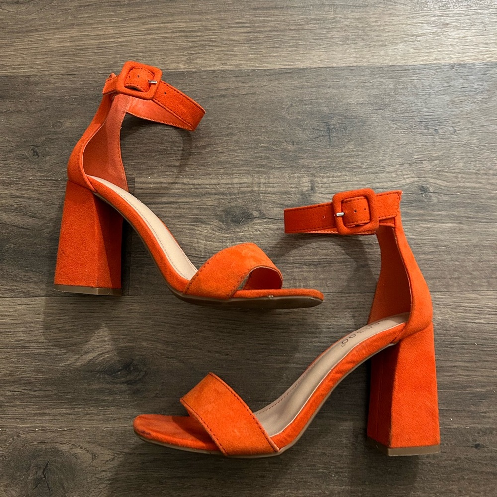 Orange chunky heel